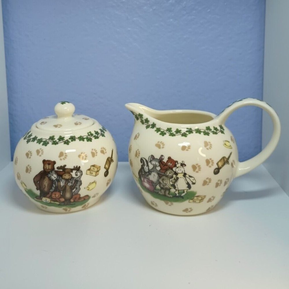 Boyds Bears Sugar & Creamer Set Full Size Cardew Design 2004 25th Anniversary